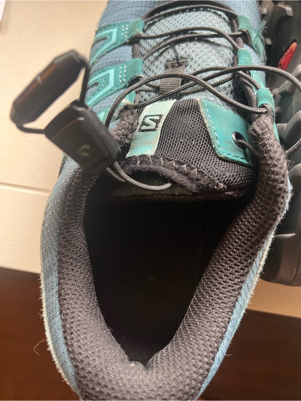 Salomon Speedcross Junior Kids Trail Running Shoes Teal Blue Black Size 2 - Picture 5 of 7